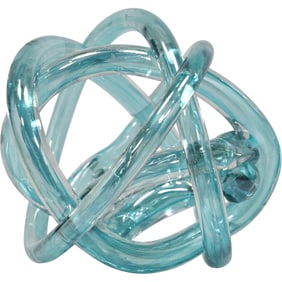 Modernist Blue Glass "Knot" Sculpture 5.5 in. x 6 in.