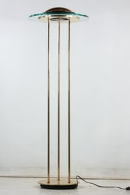 Vintage Brass & Glass "Saucer" Floor Lamp by Robert Sonneman 48 in. height x 16 in. wide