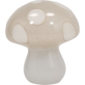 Art Glass Mushroom White & Tan Sculpture 6.25 in. height x 5.5 in. wide