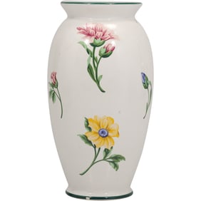 Tiffany & Co. Sintra Pattern white ceramic flower vase, Portugal, 1996 Tiffany & Co, 9 in. height