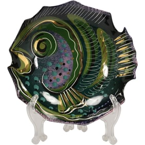 Mid-Century Signed Sascha Brastoff FISH Figural Plate 9.25 in. diameter