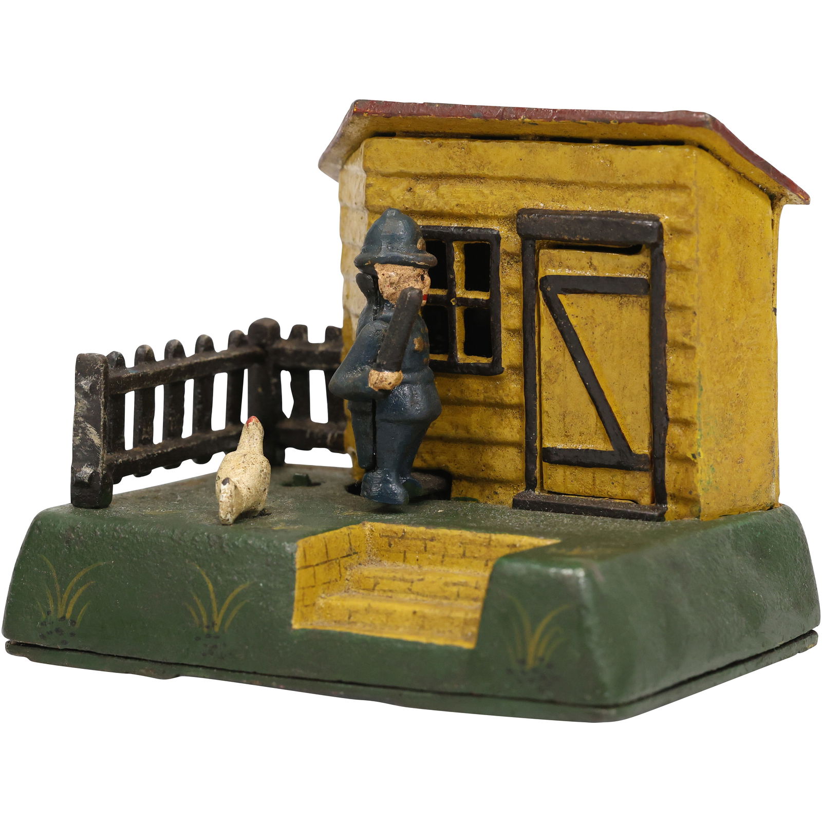 Vintage Cast Iron Cops & Robbers “Uncle Remus Bank” Mechanical Coin Bank in Original Paint (1 of 15)