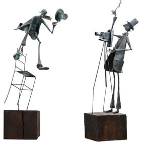 2 Folk Art Figural Sculptures by Pennsylvania Artist A. G. CAP, 30 inches height, Photographer