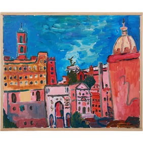 Herman Zuker [b. 1959] Polish / American, Rome - View Near Castel Sant'Angelo, Acrylic Painting