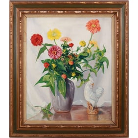Johann Berthelsen (1883 - 1972) American / Denmark, Quality Still Life Oil on Canvas Painting