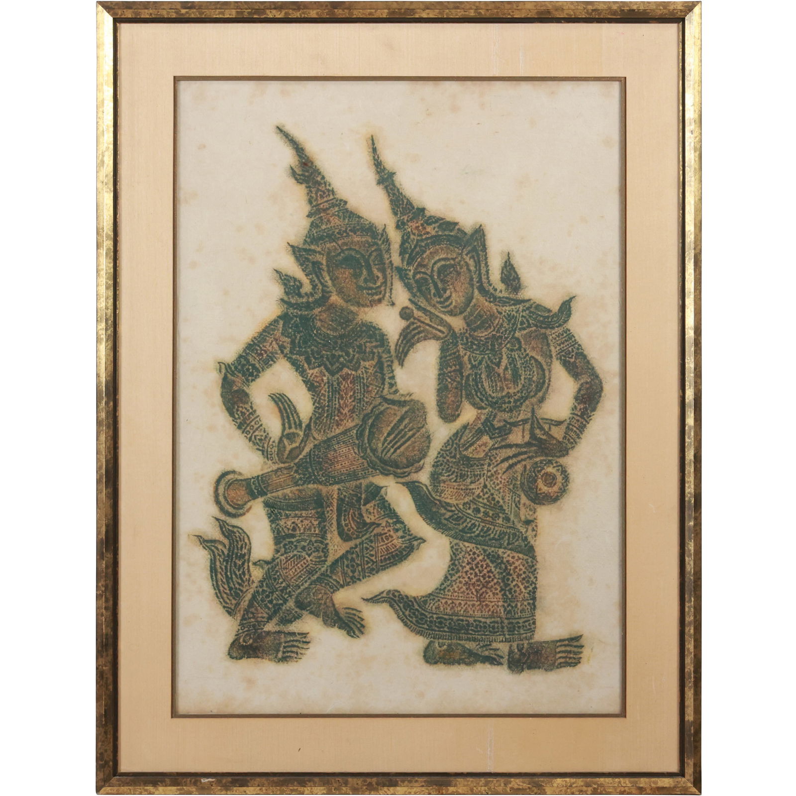 Thai Temple Rubbing of Musicians, Matted and Framed (1 of 15)