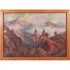 After Gordon Coutts 1868?–?1937, Color Print Native Americans "The Trail in the High Sierra",