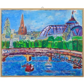 Herman Zuker, [b. 1959] Polish / American, Paris- View of Grand Palais, Acrylic on Canvas, Signed