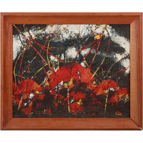 PHILIP STANDISH READ (1927-2000, American) Abstract Oil on Board Painting, Signed, Framed