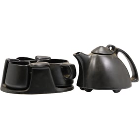 Signed Peter Saenger Modernist Porcelain Tea Set, "Captain Picard's Tea Set" , Star Trek