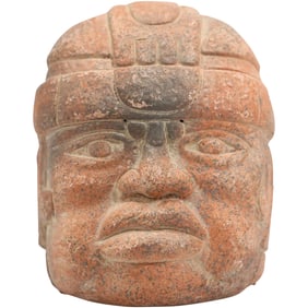 Carved Stone Olmec Colossal Head, Ancient Olmec Civilization of Mesoamerica 5.5 in, x 4 in,.