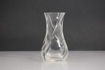 Signed Baccarat Crystal Serpentine Vase 8.25 inches height x 4.75 inches wide