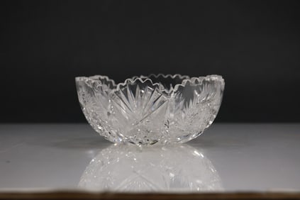 American Brilliant Cut Crystal Glass Bowl Pinwheel, 8.25 in. diameter