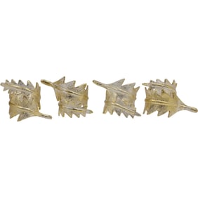 Set of 4 Venetian Art Glass "Leaves" Napkin Holders 2.5 in. x 3/5 in.