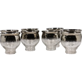 Set 8 Dorothy Thorpe Silver Fade Seafood / Shrimp /Fruit Cocktail glasses [2-part]