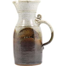 Signed Studio Art Pottery Stoneware Jug 10.5 inches height x 7 in. wide
