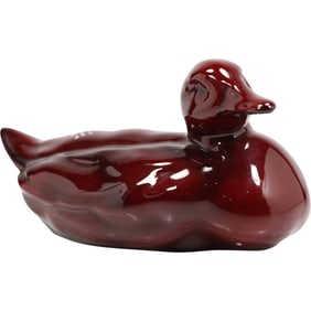 Royal Doulton Flambe Duck, Resting, Red, 4 in. height x 7 in. length