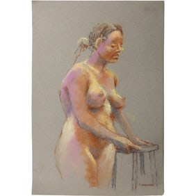 Harald Grote, American Artist, Quality Pastel Drawing of a Nude.