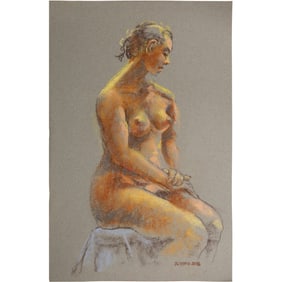Harald Grote, American Artist, Quality Pastel Drawing of a Nude.