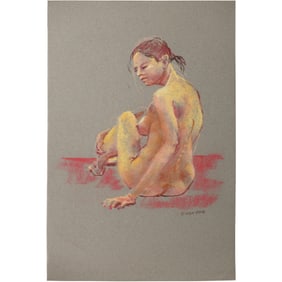 Harald Grote, American Artist, Quality Pastel Drawing of a Nude.