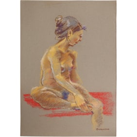 Harald Grote, American Artist, Quality Pastel Drawing of a Nude.
