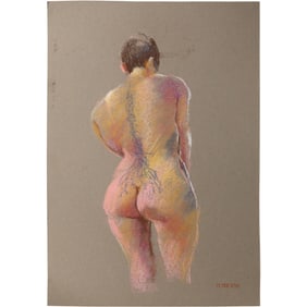 Harald Grote, American Artist, Quality Pastel Drawing of a Nude.