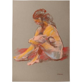 Harald Grote, American Artist, Quality Pastel Drawing of a Nude.