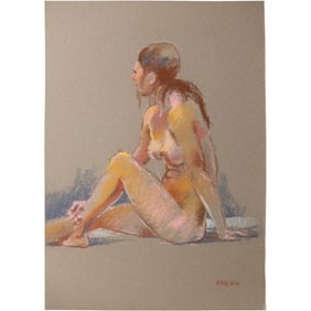 Harald Grote, American Artist, Quality Pastel Drawing of a Nude.