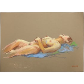 Harald Grote, American Artist, Quality Pastel Drawing of a Nude.