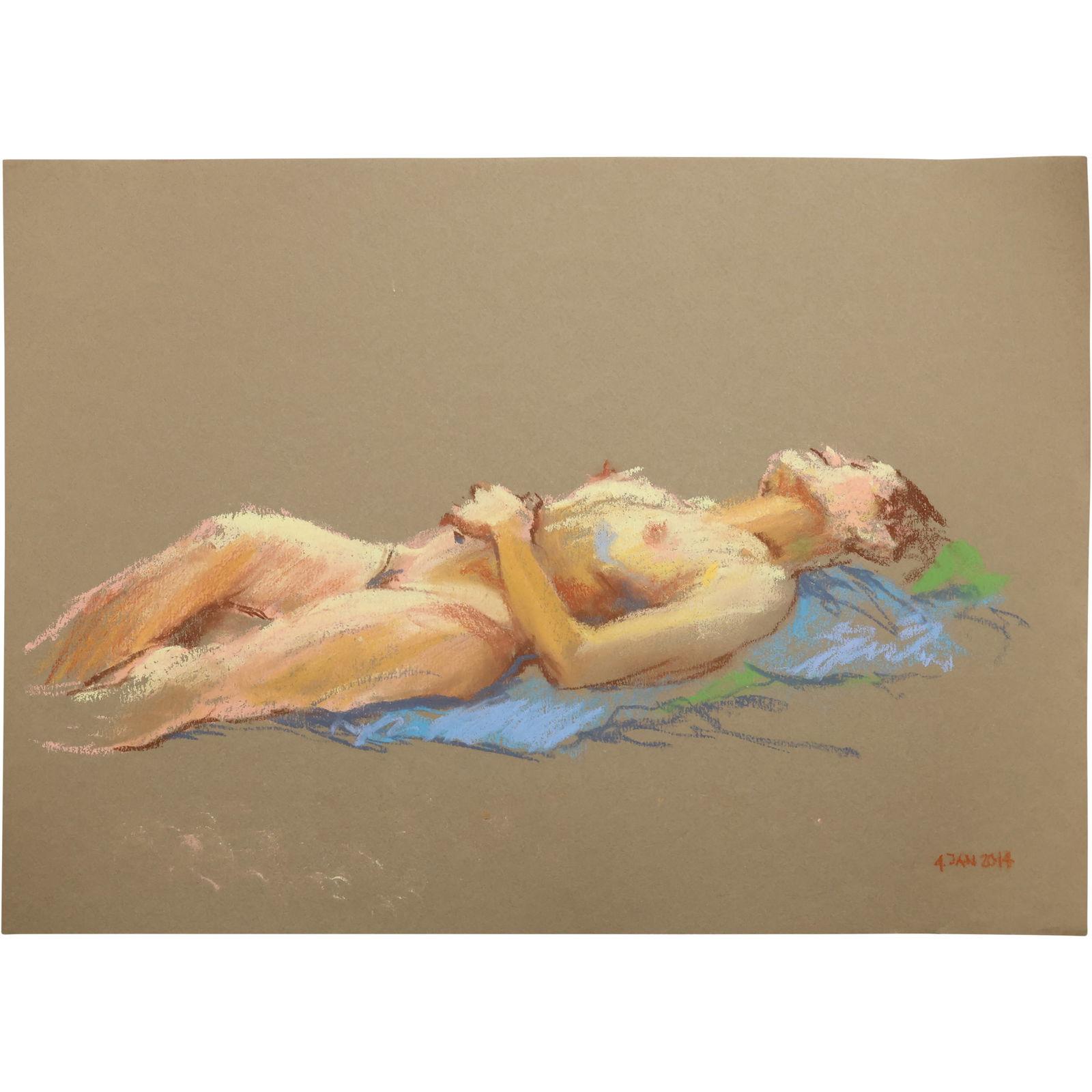Harald Grote, American Artist, Quality Pastel Drawing of a Nude.: Harald Grote, American Artist, Quality Pastel Drawing of a Nude. Size: 13 x 19 ; Biography: Harald Grote started painting before beginning his academic and professional career. His training for archit