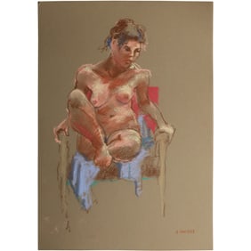 Harald Grote, American Artist, Quality Pastel Drawing of a Nude.