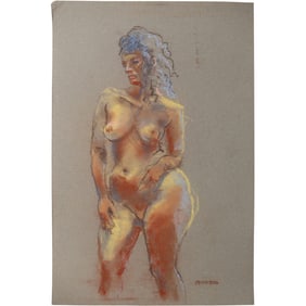 Harald Grote, American Artist, Quality Pastel Drawing of a Nude.
