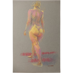 Harald Grote, American Artist, Quality Pastel Drawing of a Nude.