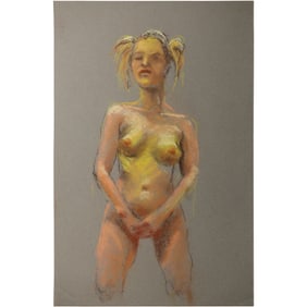 Harald Grote, American Artist, Quality Pastel Drawing of a Nude.
