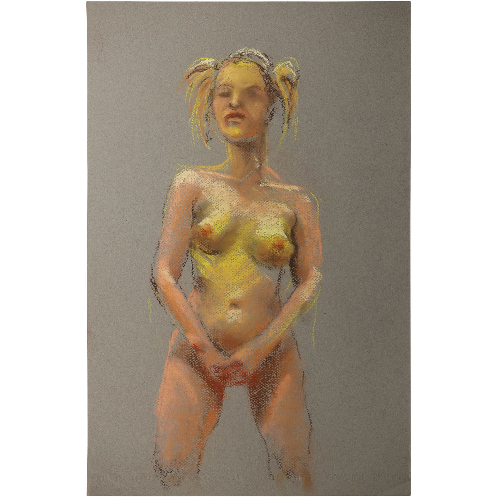 Harald Grote, American Artist, Quality Pastel Drawing of a Nude.: Harald Grote, American Artist, Quality Pastel Drawing of a Nude. Size: 13 x 19 ; Biography: Harald Grote started painting before beginning his academic and professional career. His training for archit