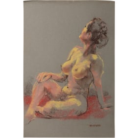 Harald Grote, American Artist, Quality Pastel Drawing of a Nude.