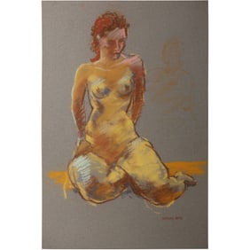 Harald Grote, American Artist, Quality Pastel Drawing of a Nude.