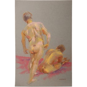 Harald Grote, American Artist, Quality Pastel Drawing of a Nude.