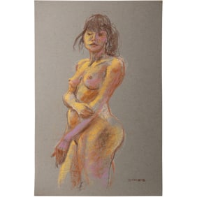 Harald Grote, American Artist, Quality Pastel Drawing of a Nude.