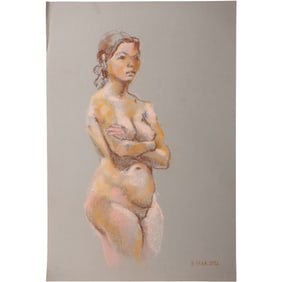 Harald Grote, American Artist, Quality Pastel Drawing of a Nude.