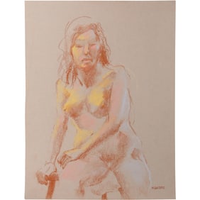 Harald Grote, American Artist, Quality Pastel Drawing of a Nude.