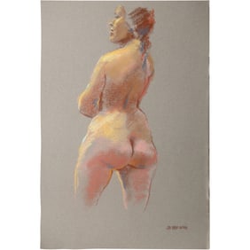 Harald Grote, American Artist, Quality Pastel Drawing of a Nude.