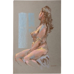 Harald Grote, American Artist, Quality Pastel Drawing of a Nude.