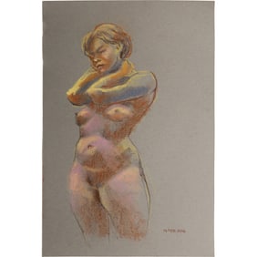 Harald Grote, American Artist, Quality Pastel Drawing of a Nude.