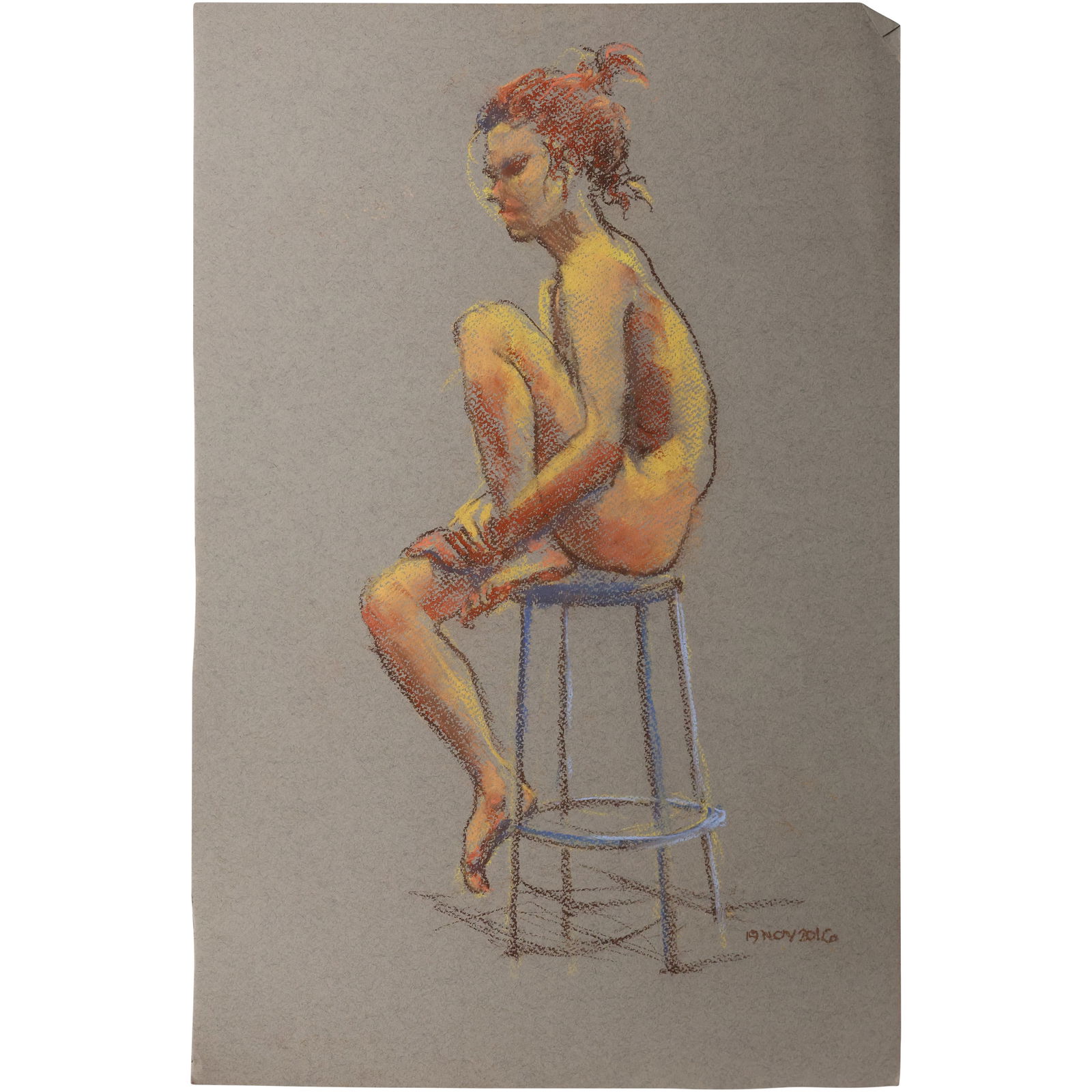 Harald Grote, American Artist, Quality Pastel Drawing of a Nude.: Harald Grote, American Artist, Quality Pastel Drawing of a Nude. Size: 13 x 19 ; Biography: Harald Grote started painting before beginning his academic and professional career. His training for archit