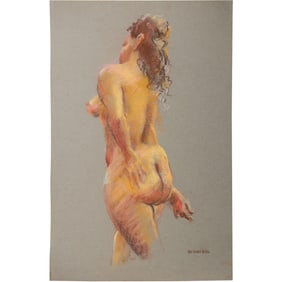 Harald Grote, American Artist, Quality Pastel Drawing of a Nude.