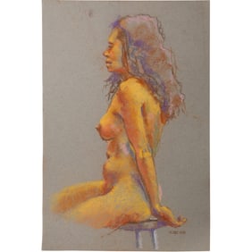 Harald Grote, American Artist, Quality Pastel Drawing of a Nude.