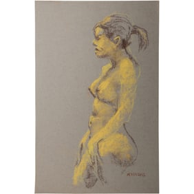 Harald Grote, American Artist, Quality Pastel Drawing of a Nude.