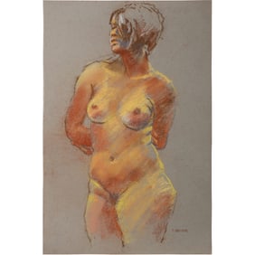 Harald Grote, American Artist, Quality Pastel Drawing of a Nude.