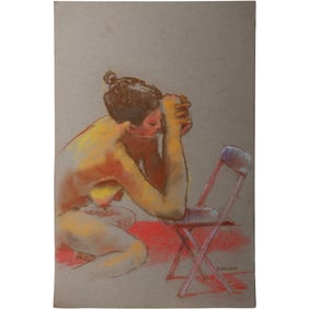 Harald Grote, American Artist, Quality Pastel Drawing of a Nude.